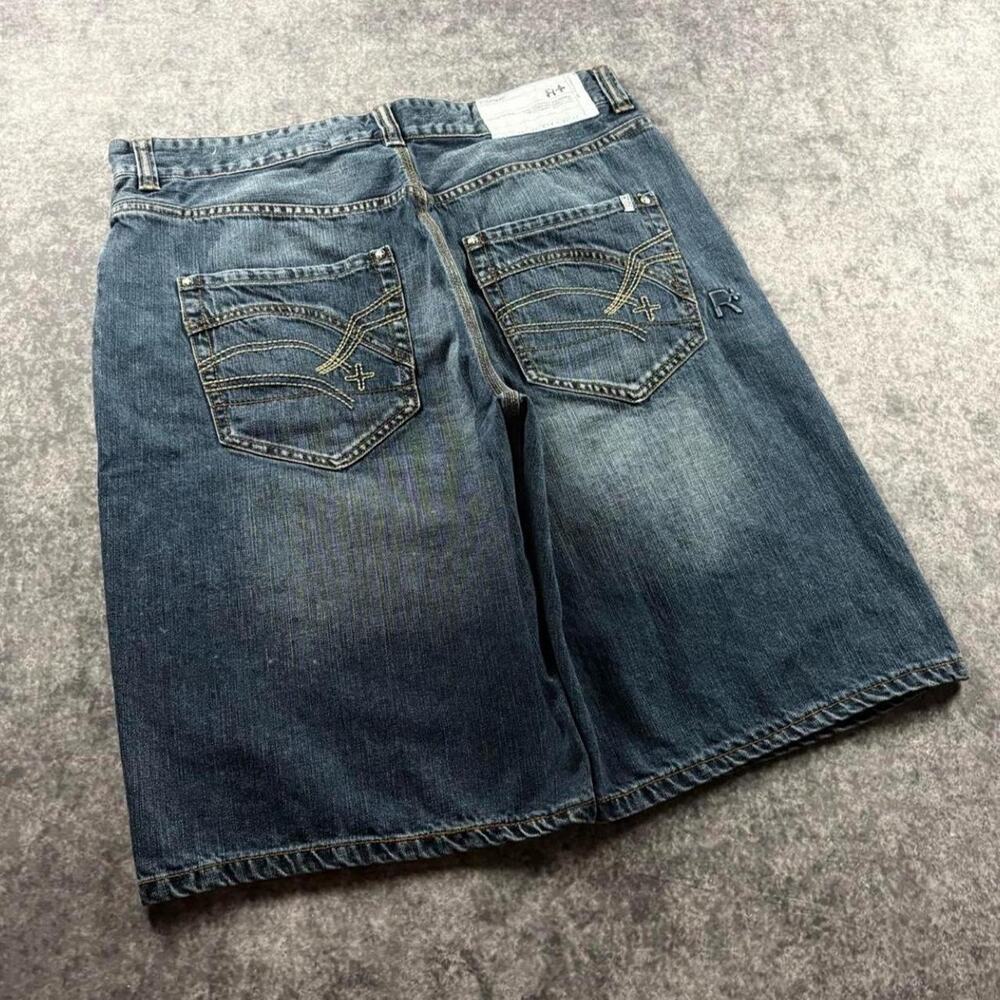 Vintage Y2K Rocawear Men’s 38 Baggy Wide Leg Denim Jorts Embroidered Hip Hop